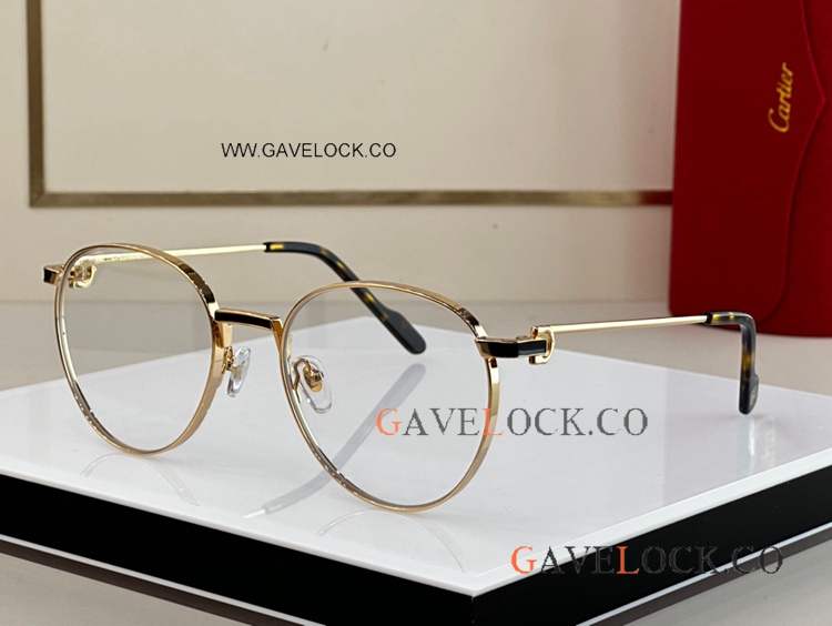 Premiere Cartier Eyeglass CT0335 Brown Gold Men Lady